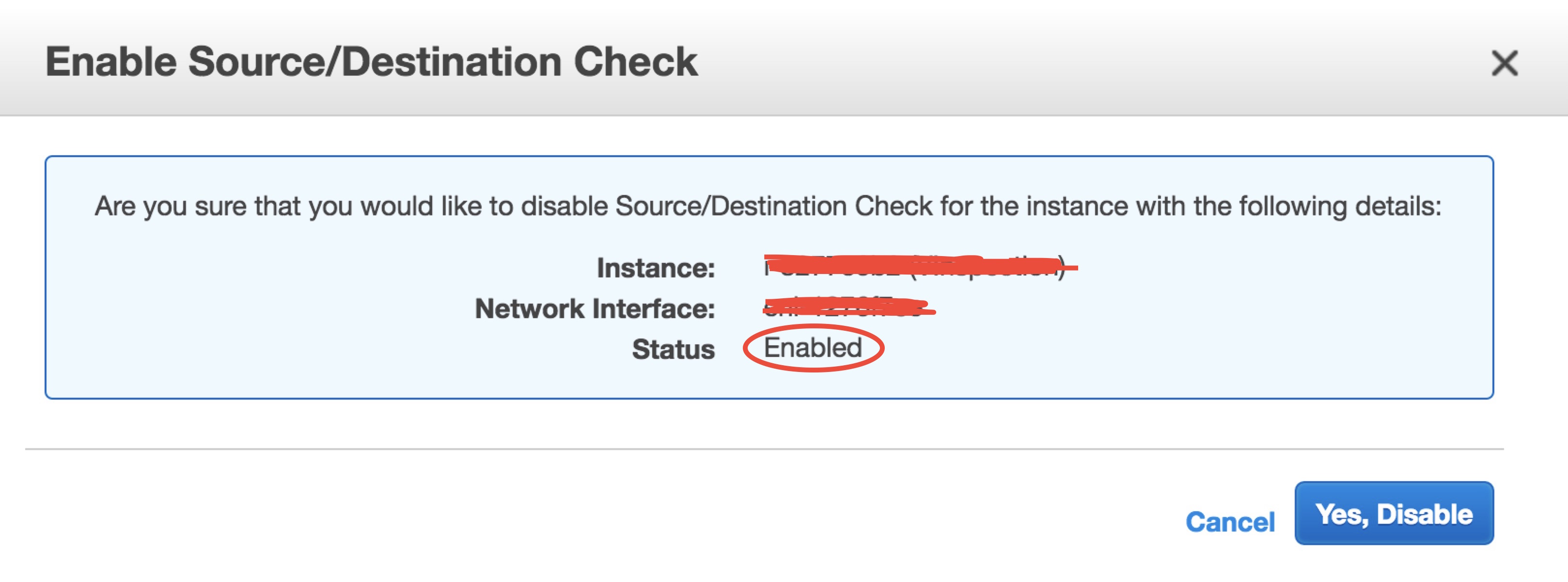 Disable Source/Destination Check